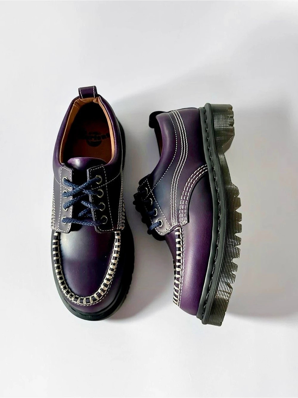 Dr. Martens Lowell Purple Leather Moc Toe Shoes Women’s 8